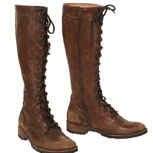 Frye Melissa Tall Lace Up Boots Cognac 9